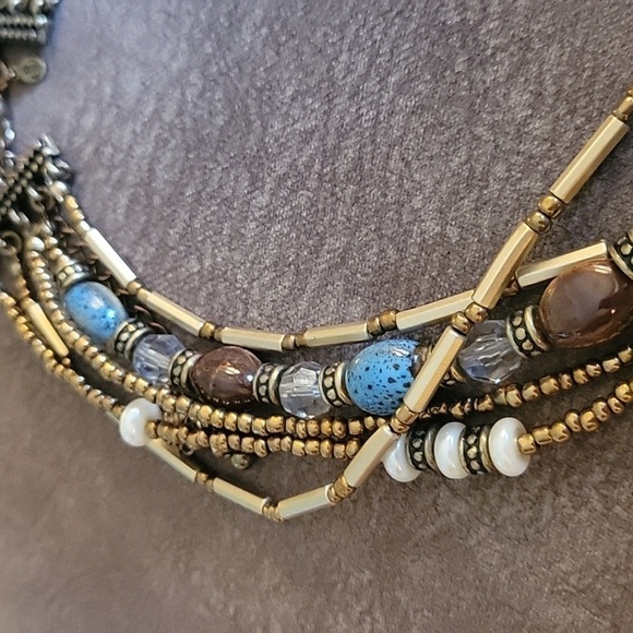 PREMIER DESIGNS Layered Twisted Torsade Ceramic Metal Beaded Necklace - Picture 4 of 8